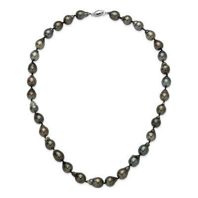 14K White Gold Black Tahitian Cultured Pearl Baroque Necklace – view 5