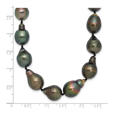 14K White Gold Black Tahitian Cultured Pearl Baroque Necklace – view 6