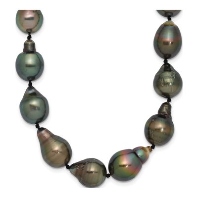14K White Gold Black Tahitian Cultured Pearl Baroque Necklace