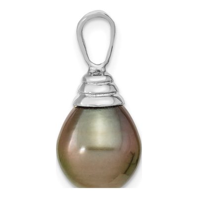 14K White Gold Black Tahitian Cultured Pearl Pendant – view 2
