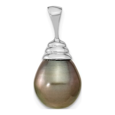 14K White Gold Black Tahitian Cultured Pearl Pendant