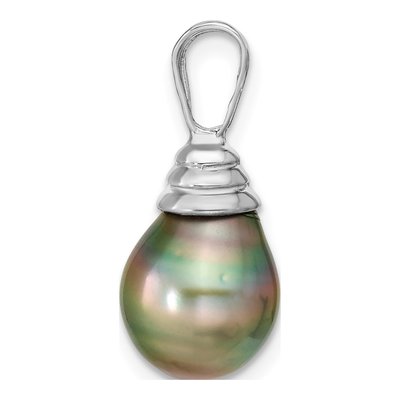 14K White Gold Black Tahitian Cultured Pearl Pendant – view 2