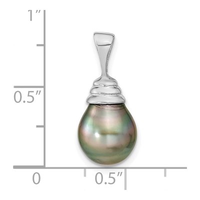 14K White Gold Black Tahitian Cultured Pearl Pendant – view 3