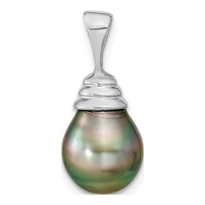 14K White Gold Black Tahitian Cultured Pearl Pendant