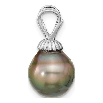 14K White Gold Black Tahitian Cultured Pearl Pendant – view 2