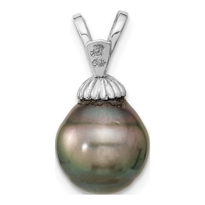 14K White Gold Black Tahitian Cultured Pearl Pendant – view 4