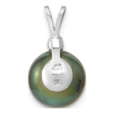 14K White Gold 1/20 ct tw Black Tahitian Cultured Pearl & Diamond Round Pendant – view 4