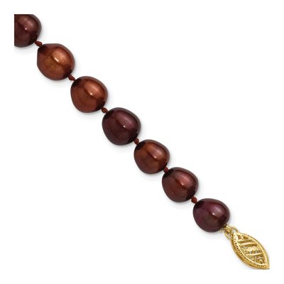 14K Yellow Gold Brown Freshwater Cultured Pearl Rice Bracelet