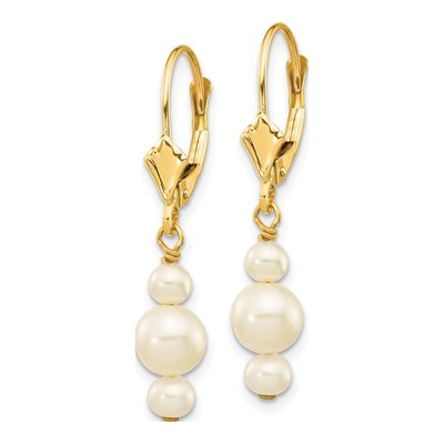 14K Yellow Gold Freshwater Cultured Pearl Leverback Earrings – view 2