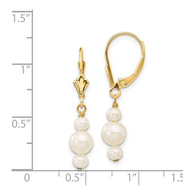 14K Yellow Gold Freshwater Cultured Pearl Leverback Earrings – view 4