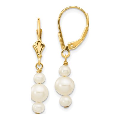 14K Yellow Gold Freshwater Cultured Pearl Leverback Earrings
