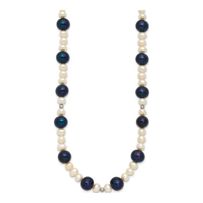 14K White Gold Freshwater Cultured Pearl & Black Freshwater Cultured Pearl Necklace – view 3