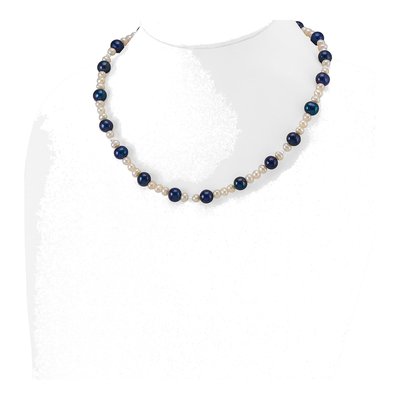 14K White Gold Freshwater Cultured Pearl & Black Freshwater Cultured Pearl Necklace – view 4