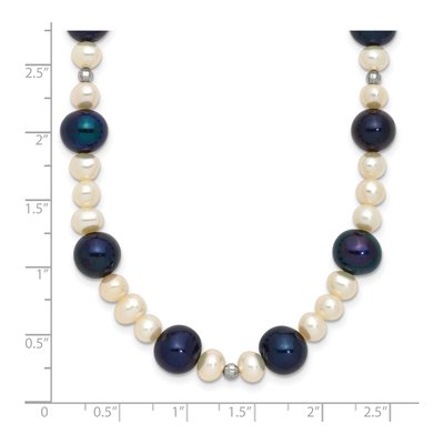 14K White Gold Freshwater Cultured Pearl & Black Freshwater Cultured Pearl Necklace – view 5