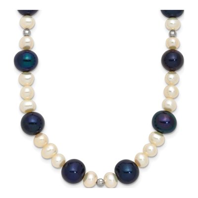 14K White Gold Freshwater Cultured Pearl & Black Freshwater Cultured Pearl Necklace