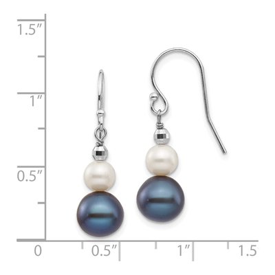 14K White Gold Freshwater Cultured Pearl & Black Freshwater Cultured Pearl Dangle Earrings – view 4