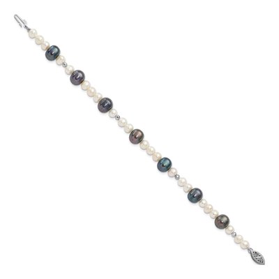 14K White Gold Freshwater Cultured Pearl & Black Freshwater Cultured Pearl Bracelet – view 2