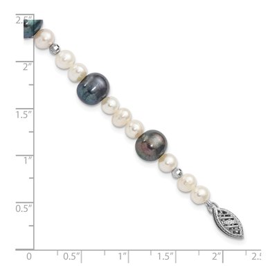 14K White Gold Freshwater Cultured Pearl & Black Freshwater Cultured Pearl Bracelet – view 3
