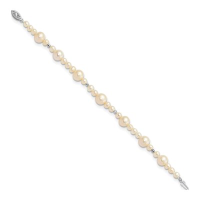 14K White Gold Freshwater Cultured Pearl Beaded Bracelet – view 2