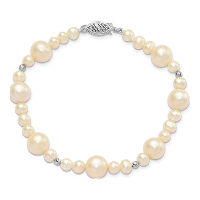 14K White Gold Freshwater Cultured Pearl Beaded Bracelet – view 4