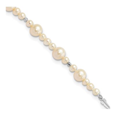 14K White Gold Freshwater Cultured Pearl Beaded Bracelet