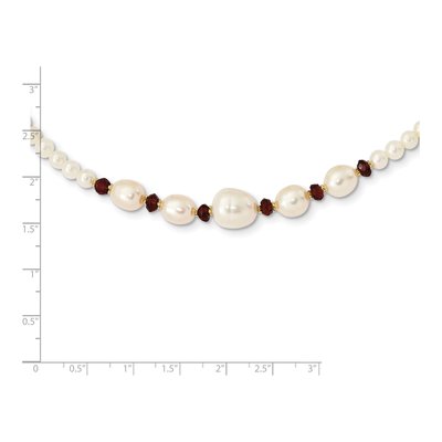 14K Yellow Gold Freshwater Cultured Pearl & Garnet Semi-Round Faceted Necklace – view 3