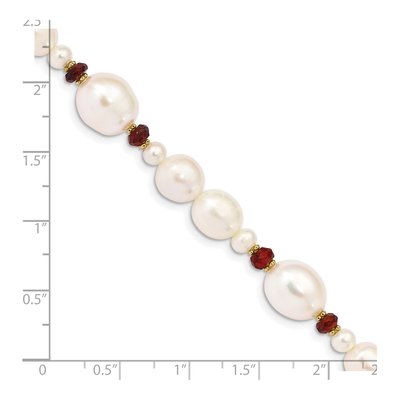 14K Yellow Gold Freshwater Cultured Pearl & Garnet Semi-Round Rice Bracelet – view 3