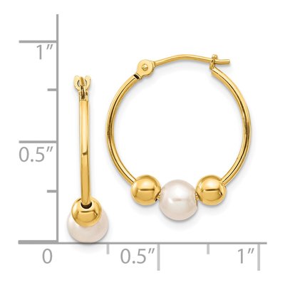 14K Yellow Gold 20mm Freshwater Cultured Pearl Hoop Earrings – view 4