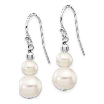 14K White Gold Freshwater Cultured Pearl Dangle Earrings – view 3