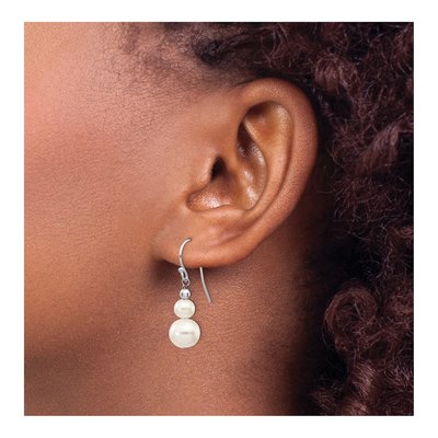 14K White Gold Freshwater Cultured Pearl Dangle Earrings – view 4