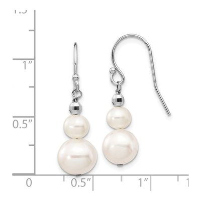 14K White Gold Freshwater Cultured Pearl Dangle Earrings – view 5
