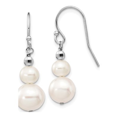 14K White Gold Freshwater Cultured Pearl Dangle Earrings
