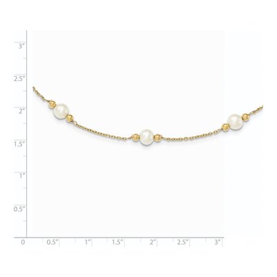 14K Yellow Gold Freshwater Cultured Pearl Near-Round Beaded 5-Station Bracelet – view 3