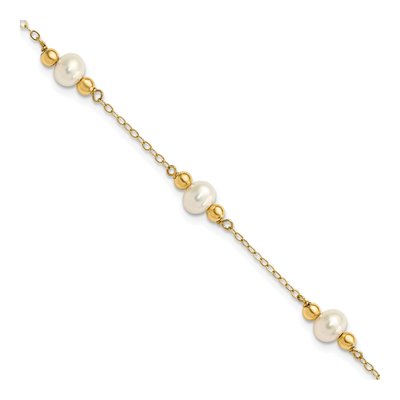 14K Yellow Gold Freshwater Cultured Pearl Near-Round Beaded 5-Station Bracelet