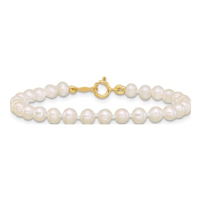 14K Yellow Gold Freshwater Cultured Pearl Semi-Round Bracelet – view 3