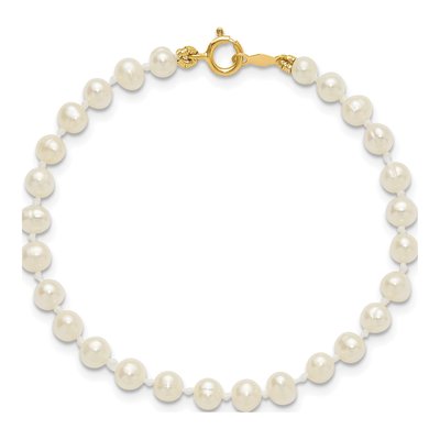 14K Yellow Gold Freshwater Cultured Pearl Semi-Round Bracelet – view 4