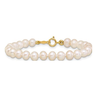 14K Yellow Gold Freshwater Cultured Pearl Near Round Bracelet – view 3