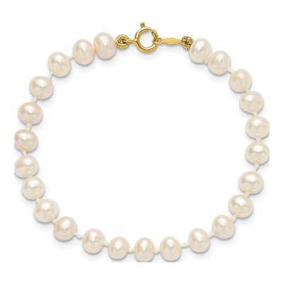 14K Yellow Gold Freshwater Cultured Pearl Near Round Bracelet – view 4