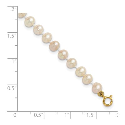 14K Yellow Gold Freshwater Cultured Pearl Near Round Bracelet – view 5