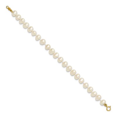 14K Yellow Gold Freshwater Cultured Pearl Semi-Round Bracelet – view 2