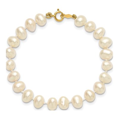 14K Yellow Gold Freshwater Cultured Pearl Semi-Round Bracelet – view 4