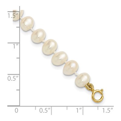 14K Yellow Gold Freshwater Cultured Pearl Semi-Round Bracelet – view 5