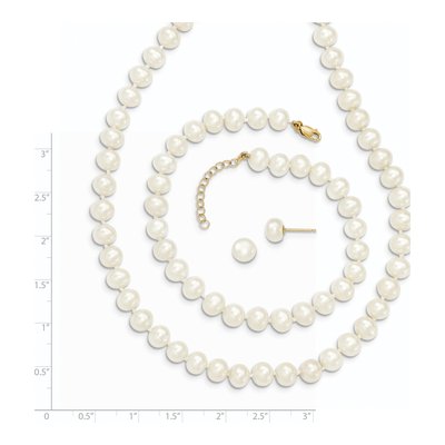 14K Gold Freshwater Pearl Bracelet, Necklace & Earring Set – view 6