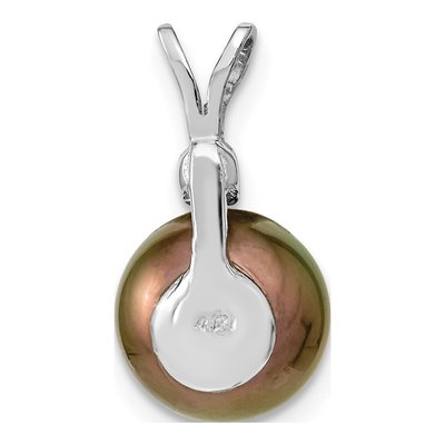 14K White Gold 1/20 ct tw Black Tahitian Cultured Pearl & Diamond Round Pendant – view 3