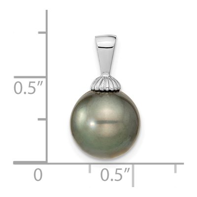 14K White Gold Black Tahitian Cultured Pearl Pendant – view 2