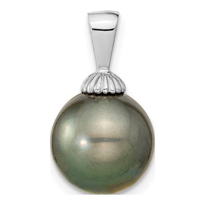 14K White Gold Black Tahitian Cultured Pearl Pendant