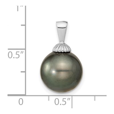 14K White Gold Black Tahitian Cultured Pearl Pendant – view 2