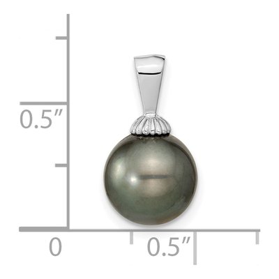 14K White Gold Black Tahitian Cultured Pearl Pendant – view 2