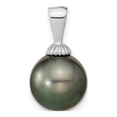 14K White Gold Black Tahitian Cultured Pearl Pendant