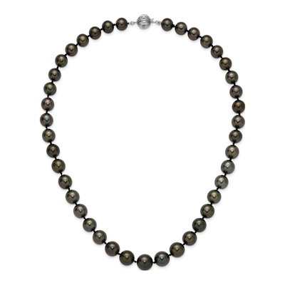 14K White Gold Black Tahitian Cultured Pearl Necklace – view 6